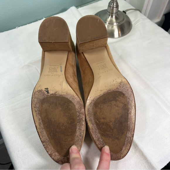 Margaux The Heel Pump Camel Cognac Italian Suede Size 37.5 7.5 B Medium Women’s - Picture 7 of 9